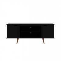 Manhattan Comfort 17PMC70 Hampton 62.99 TV Stand with 4 Shelves and Solid Wood Legs in Black